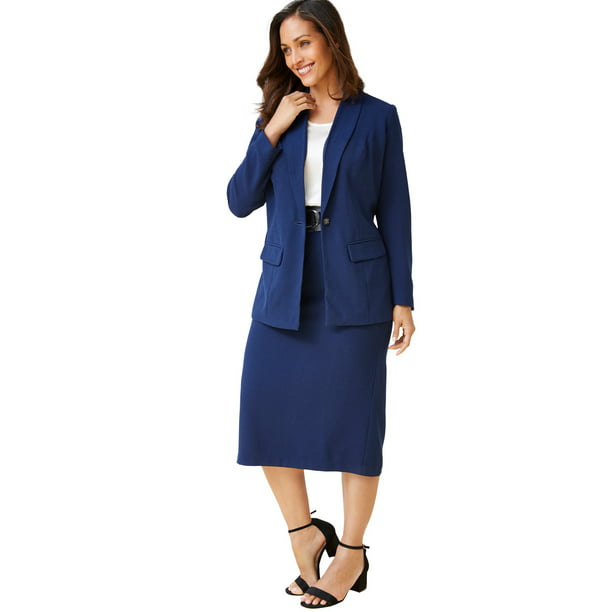 Jessica London Womens Plus Size Single-Breasted Skirt Suit 